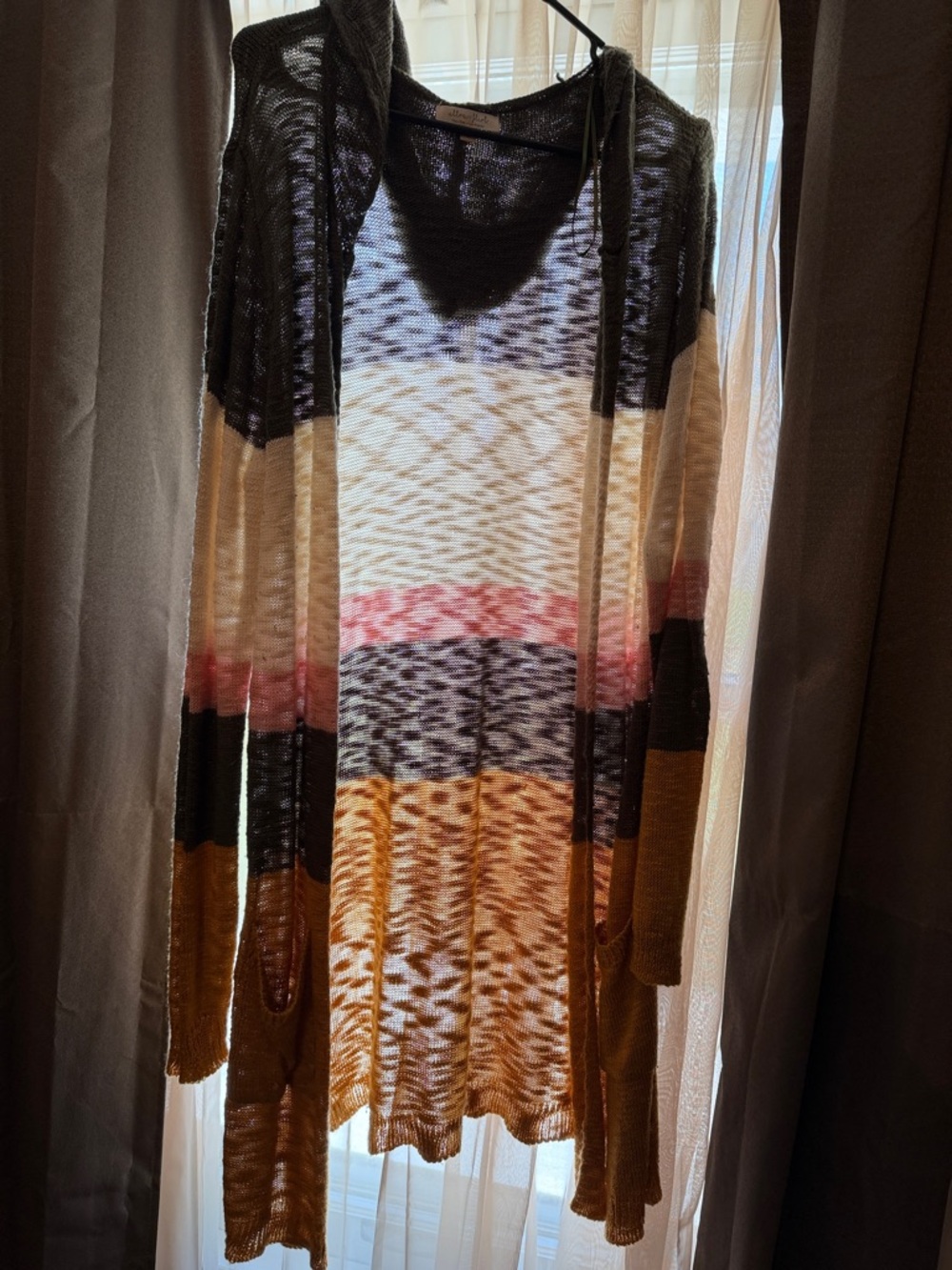 Striped Open-Front Lightweight Knit Cardigan - Multicolor